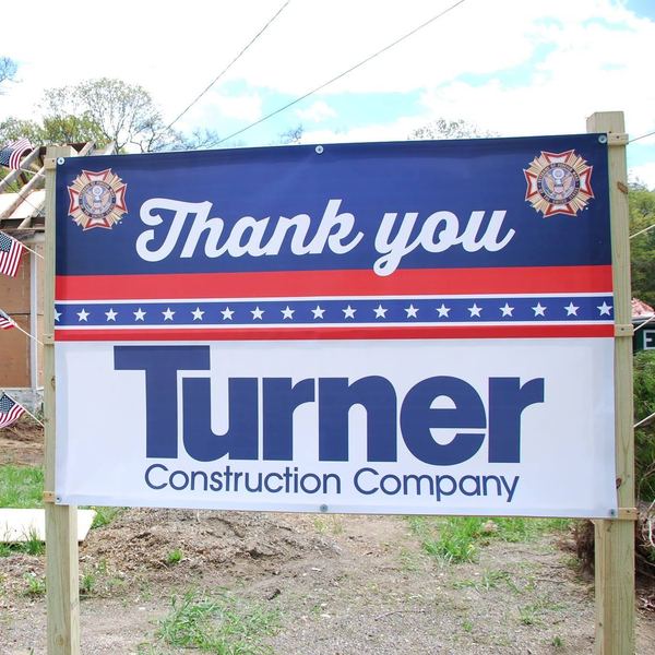 A sign reading Thank you Turner Construction Company